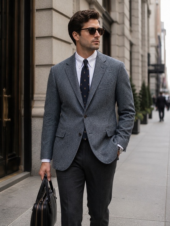 John Weitz Other - Vintage John Weitz Ivy Tweed Blazer 42R Gray/Blue Herringbone Wool USA